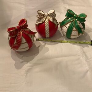 Set of 3 plaster Christmas balls